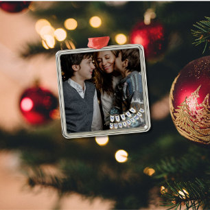 Vrolijk Kerstfeest Navy Cottagecore Metalen Ornament