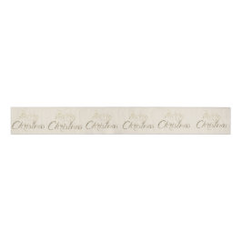 Vrolijk kerstfeest Neutrale Ivory Pastel Sepia Gol Grosgrain Lint