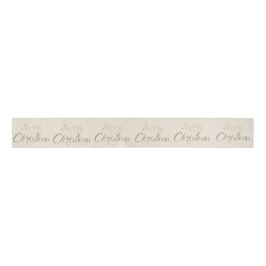 Vrolijk kerstfeest Neutrale Ivory Pastel Sepia Gol Grosgrain Lint (Voorkant)