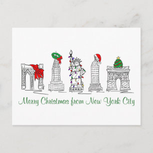 Vrolijk kerstfeest New York City NYC Xmas Pen en I Feestdagenkaart