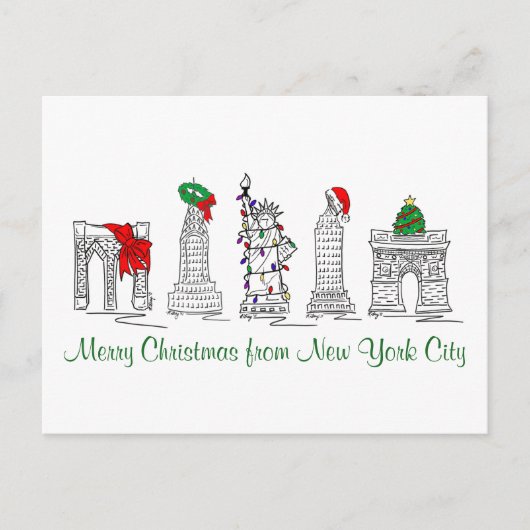 Vrolijk kerstfeest New York City NYC Xmas Pen en I Feestdagenkaart (Voorkant)