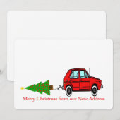 Vrolijk kerstfeest Nieuw adres Auto en boom Feestdagenkaart (Voorkant / Achterkant)