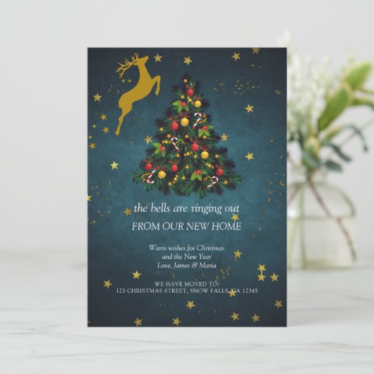 Vrolijk Kerstfeest Nieuw Huis Verhuizen Aankondiging (Staand voorkant)