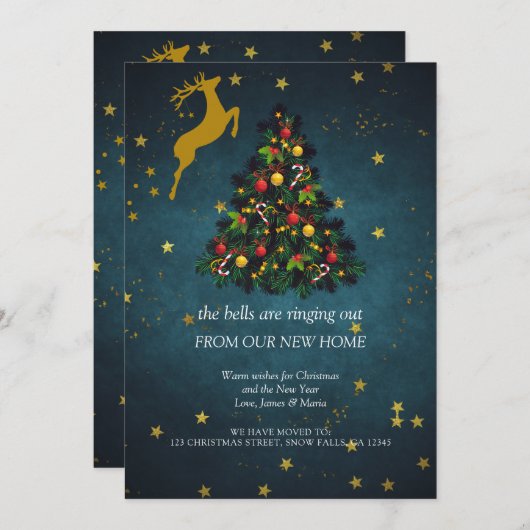 Vrolijk Kerstfeest Nieuw Huis Verhuizen Aankondiging (Voorkant / Achterkant)