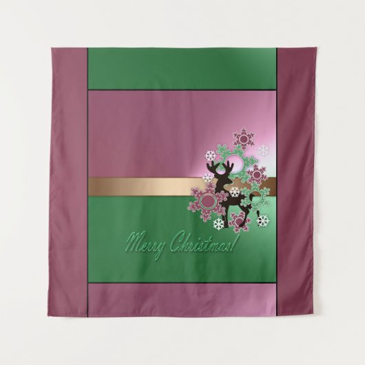 Vrolijk kerstfeest! , nieuw jaar, kerstherten, sne wandkleed (Voorkant)