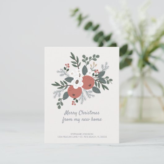 Vrolijk kerstfeest Nieuw startpunt Floral Folk Art Aankondiging (Staand voorkant)