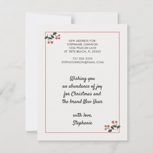 Vrolijk kerstfeest Nieuw startpunt Floral Folk Art Aankondiging (Achterkant)