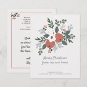 Vrolijk kerstfeest Nieuw startpunt Floral Folk Art Aankondiging (Voorkant / Achterkant)