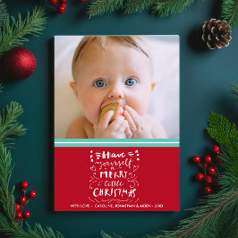 Vrolijk kerstfeest Nieuwe baby foto Feestdagenkaart