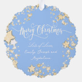 Vrolijk kerstfeest nieuwe baby jongen ornament kaart (Achterkant)