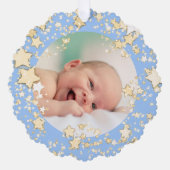 Vrolijk kerstfeest nieuwe baby jongen ornament kaart (Voorkant)