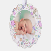 Vrolijk kerstfeest nieuwe baby ornament kaart (Links)