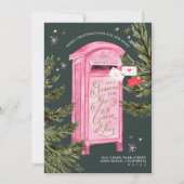 Vrolijk Kerstfeest Nieuwe Home Fun  Roze Mailbox Feestdagenkaart (Voorkant)