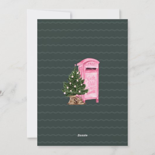 Vrolijk Kerstfeest Nieuwe Home Fun Roze Mailbox Feestdagenkaart (Achterkant)