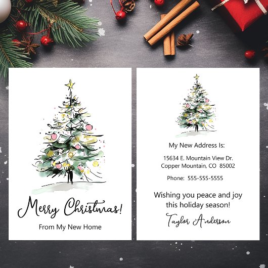 Vrolijk Kerstfeest Nieuwe Home Moderne Kerstboom Aankondiging