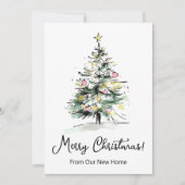 Vrolijk Kerstfeest Nieuwe Home Moderne Kerstboom Aankondiging (Voorkant)