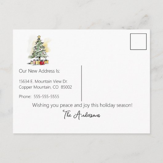 Vrolijk Kerstfeest Nieuwe Home Moderne Kerstboom Aankondigingskaart (Achterkant)