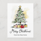 Vrolijk Kerstfeest Nieuwe Home Moderne Kerstboom Aankondigingskaart (Voorkant)