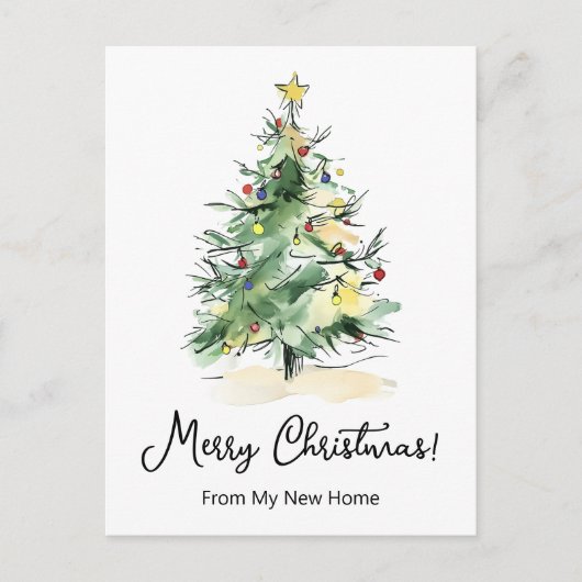 Vrolijk Kerstfeest Nieuwe Home Moderne Kerstboom Aankondigingskaart (Voorkant)