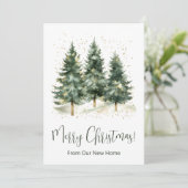 Vrolijk Kerstfeest Nieuwe Home Pine Trees Aankondiging (Staand voorkant)