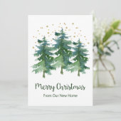 Vrolijk Kerstfeest Nieuwe Home Pine Trees Aankondiging (Staand voorkant)