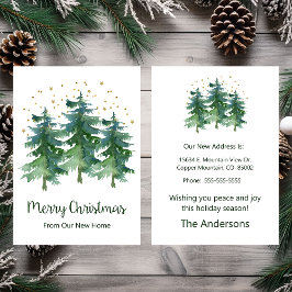 Vrolijk Kerstfeest Nieuwe Home Pine Trees Aankondiging