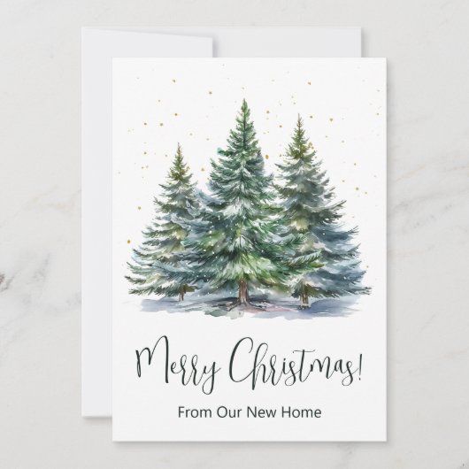 Vrolijk Kerstfeest Nieuwe Home Pine Trees Aankondiging (Voorkant)