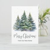 Vrolijk Kerstfeest Nieuwe Home Pine Trees Aankondiging (Staand voorkant)