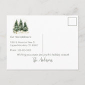 Vrolijk Kerstfeest Nieuwe Home Pine Trees Aankondigingskaart (Achterkant)