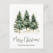 Vrolijk Kerstfeest Nieuwe Home Pine Trees Aankondigingskaart (Voorkant)