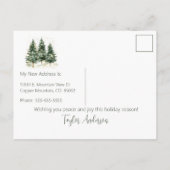 Vrolijk Kerstfeest Nieuwe Home Pine Trees Aankondigingskaart (Achterkant)