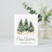 Vrolijk Kerstfeest Nieuwe Home Pine Trees Aankondigingskaart (Staand voorkant)