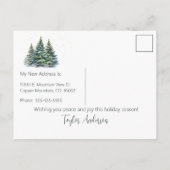 Vrolijk Kerstfeest Nieuwe Home Pine Trees Aankondigingskaart (Achterkant)