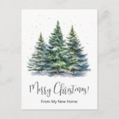 Vrolijk Kerstfeest Nieuwe Home Pine Trees Aankondigingskaart (Voorkant)