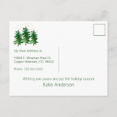 Vrolijk Kerstfeest Nieuwe Home Pine Trees Aankondigingskaart (Achterkant)