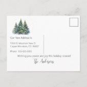 Vrolijk Kerstfeest Nieuwe Home Pine Trees Aankondigingskaart (Achterkant)
