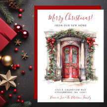 Vrolijk Kerstfeest Nieuwe Home Rode Deur Verhuizen