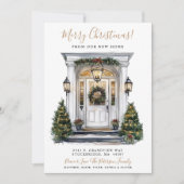 Vrolijk Kerstfeest Nieuwe Huis Voordeur Bewegen Aankondiging (Voorkant)