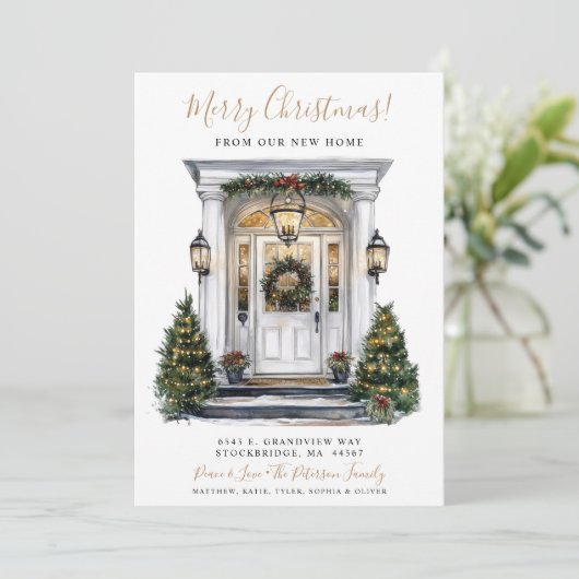 Vrolijk Kerstfeest Nieuwe Huis Voordeur Bewegen Aankondiging (Staand voorkant)