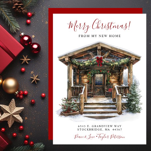 Vrolijk Kerstfeest Nieuwe Huis Voordeur Bewegen Aankondiging