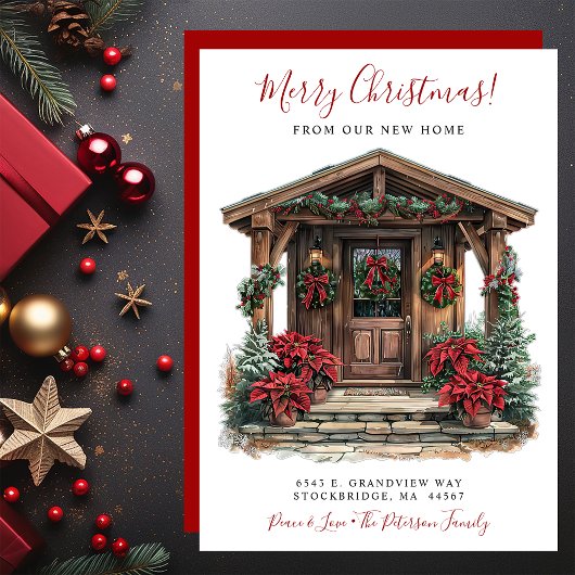 Vrolijk Kerstfeest Nieuwe Huis Voordeur Bewegen Aankondiging