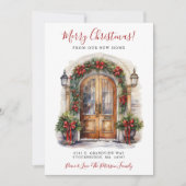 Vrolijk Kerstfeest Nieuwe Huis Voordeur Bewegen Aankondiging (Voorkant)