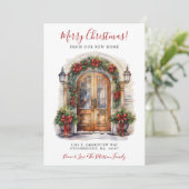 Vrolijk Kerstfeest Nieuwe Huis Voordeur Bewegen Aankondiging (Staand voorkant)