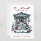 Vrolijk Kerstfeest Nieuwe Huis Voordeur Bewegen Aankondiging (Voorkant)