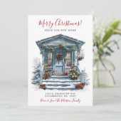 Vrolijk Kerstfeest Nieuwe Huis Voordeur Bewegen Aankondiging (Staand voorkant)