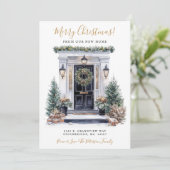 Vrolijk Kerstfeest Nieuwe Huis Voordeur Bewegen Aankondiging (Staand voorkant)