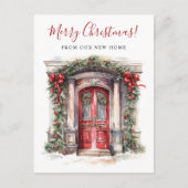 Vrolijk Kerstfeest Nieuwe Huis Voordeur Bewegen Aankondigingskaart (Voorkant)