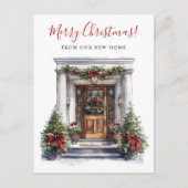 Vrolijk Kerstfeest Nieuwe Huis Voordeur Bewegen Aankondigingskaart (Voorkant)