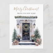 Vrolijk Kerstfeest Nieuwe Huis Voordeur Bewegen Aankondigingskaart (Voorkant)