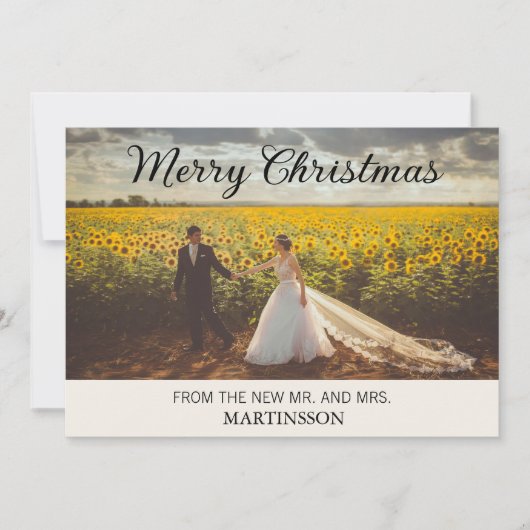 Vrolijk kerstfeest Nieuwe Mr Mrs Foto Holiday Feestdagenkaart (Voorkant)